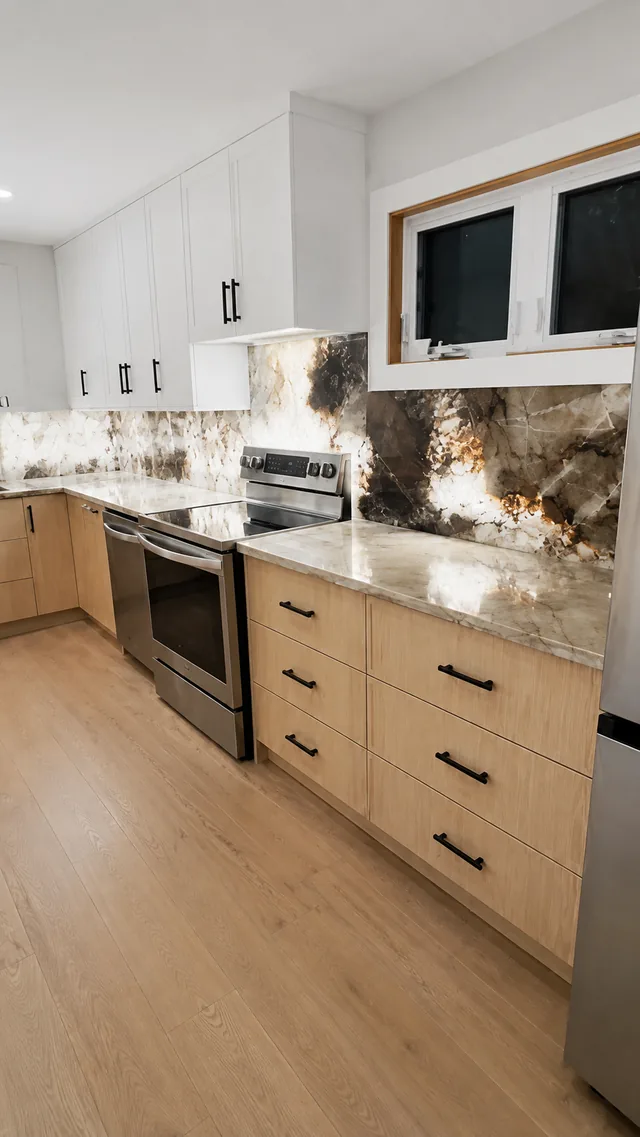 Completed kitchen lighting installation